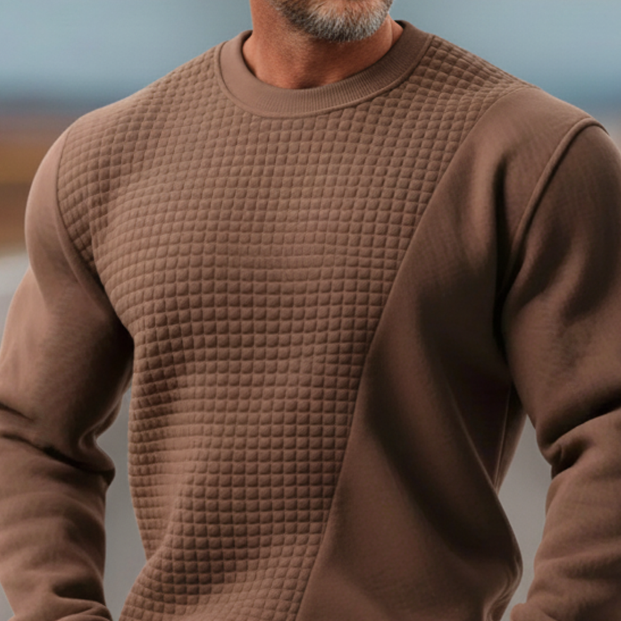 Men's Classic Casual Western-style Waffle Cotton Blend Sweatshirt MTA0860L4K