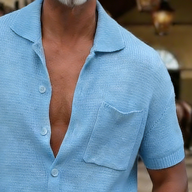 Men's Retro Casual Knit Lapel Short-Sleeve Shirt MTZ2297A6TO