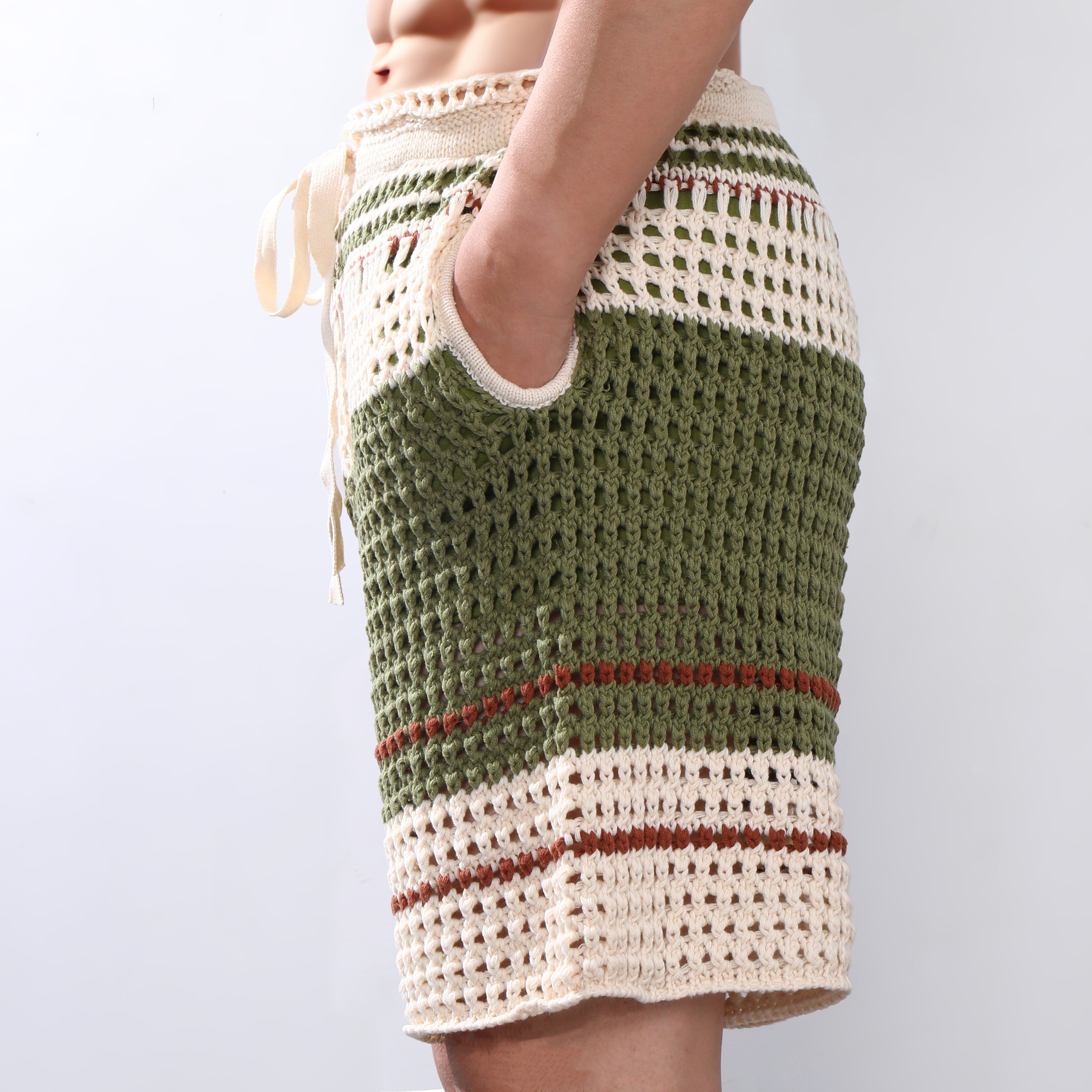 【24-timers frakt】Herre, flettede strandshorts MTA2138C6P