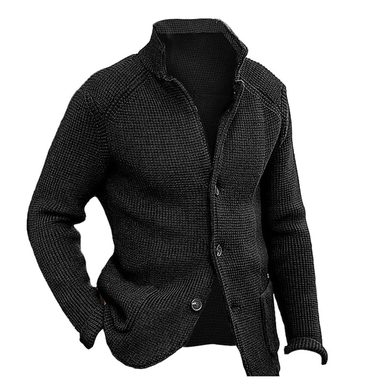 Men's Casual Stand Collar Single Breasted Knit Blazer 65688948M