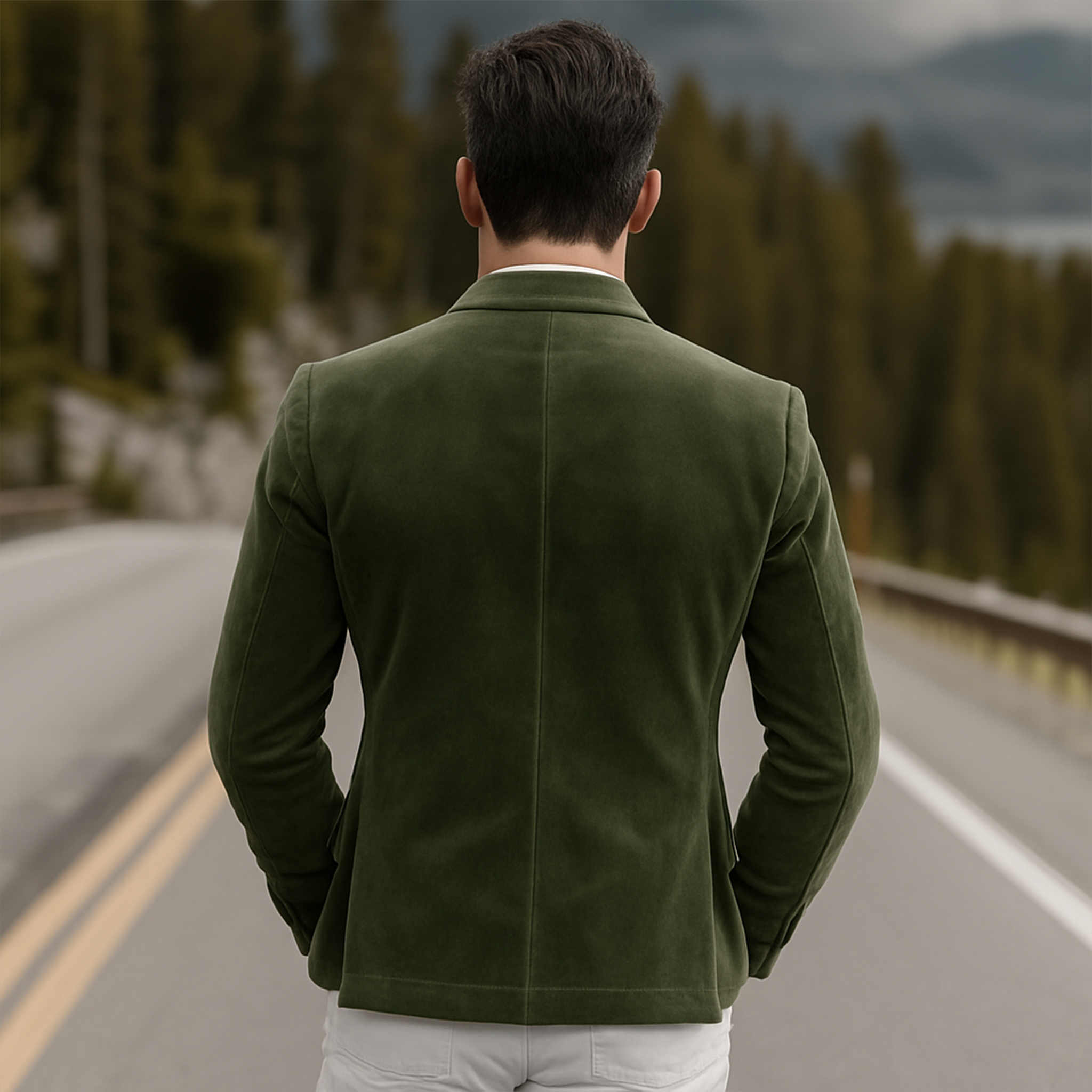 Men's Classic Retro Western Style Suede Embroidered Single-breasted Blazer MTA1278H1K