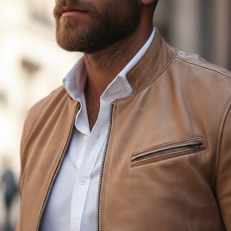 Men's Winter Vintage PU Faux Leather Zip-up Jacket MTA0868L9P