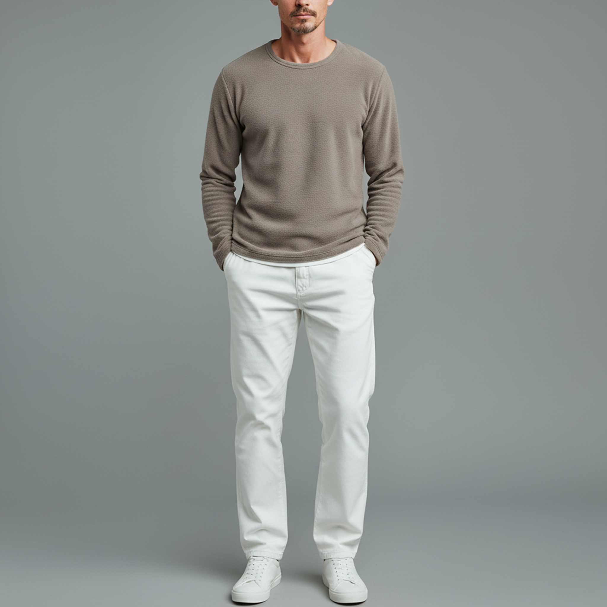 Men's Classic Casual Dralon Fabric Warm Skin-friendly Round Neck Fake Two-piece Long-sleeved T-shirt MTA2148J0K