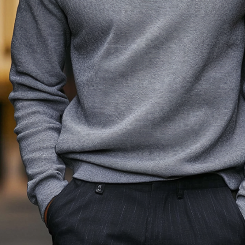 Men's Solid Color Crew Neck Knitted Pullover Sweater MTA1590K2X