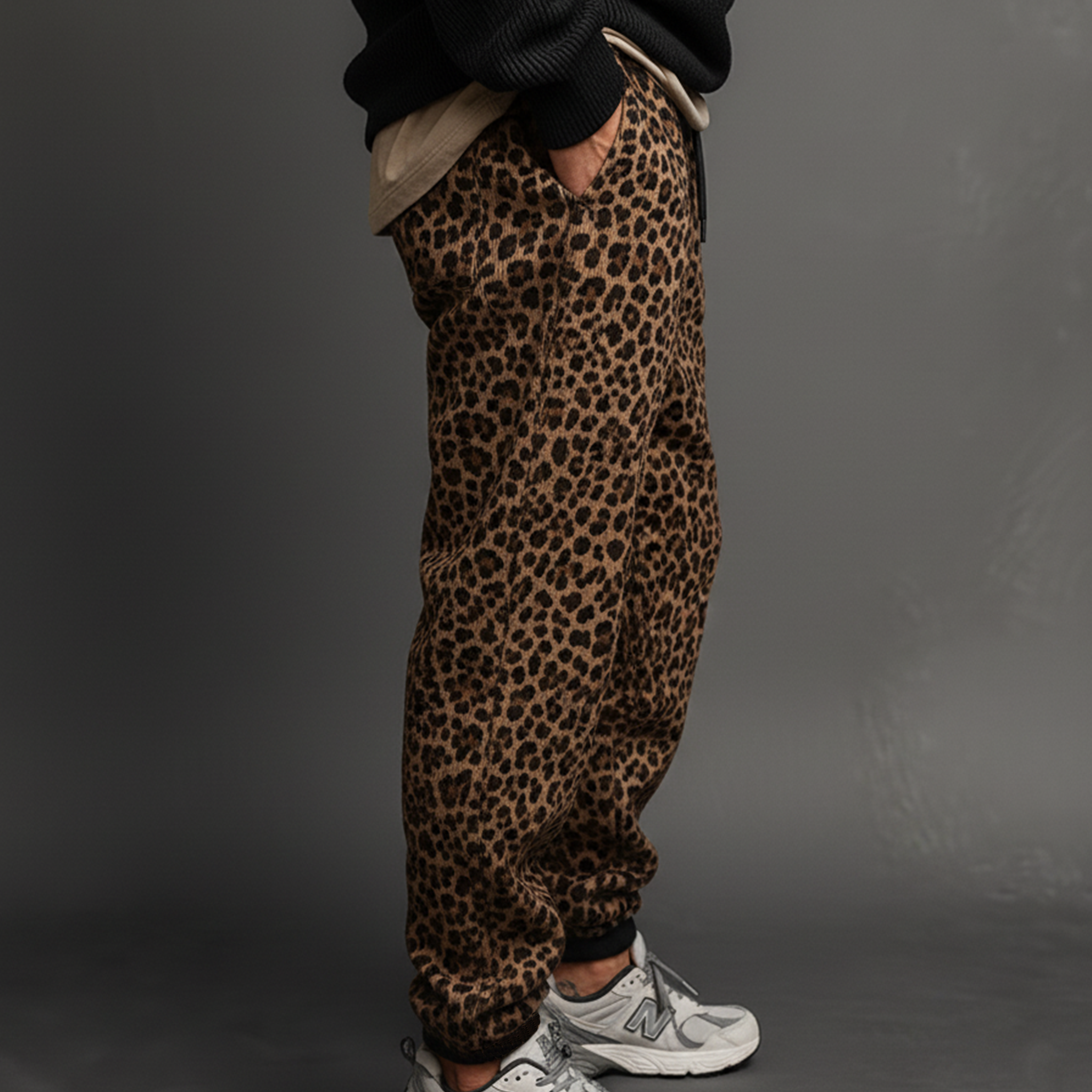 Men's Classic Casual Leopard Corduroy Elastic Waist Pants MTA2444J5K