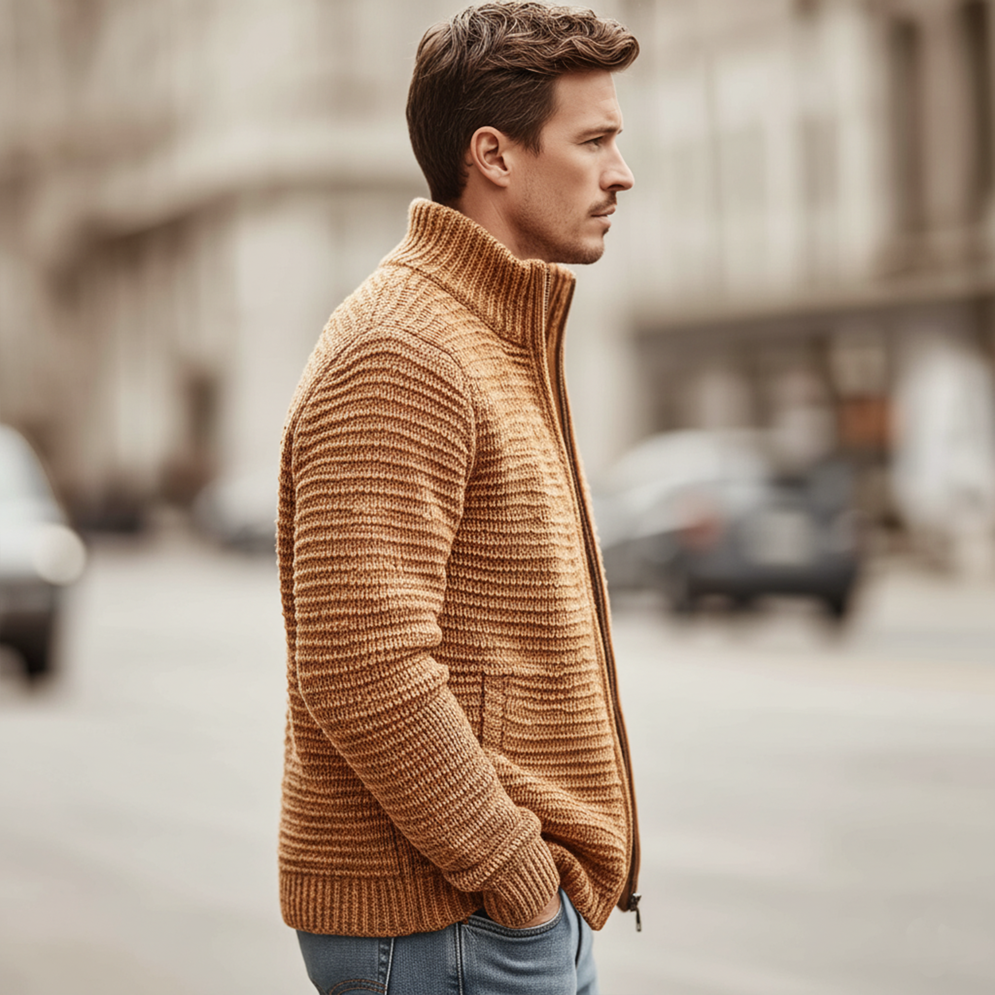 Men's Classic Casual Stand Collar Zipper Cardigan MTA2729J9K