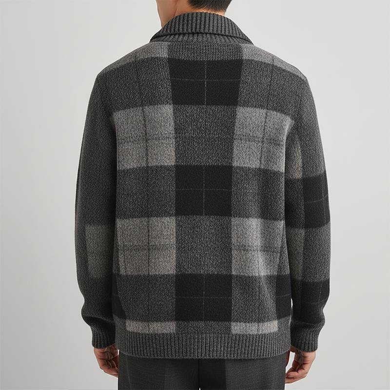 Men's Winter Fashion Cotton Knitted Plaid Cardigan MTA1606J0P