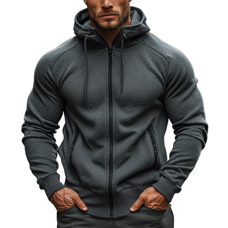 Men's Casual Blended Sweatshirt Zip-up Hooded Jacket MTA1380J6X