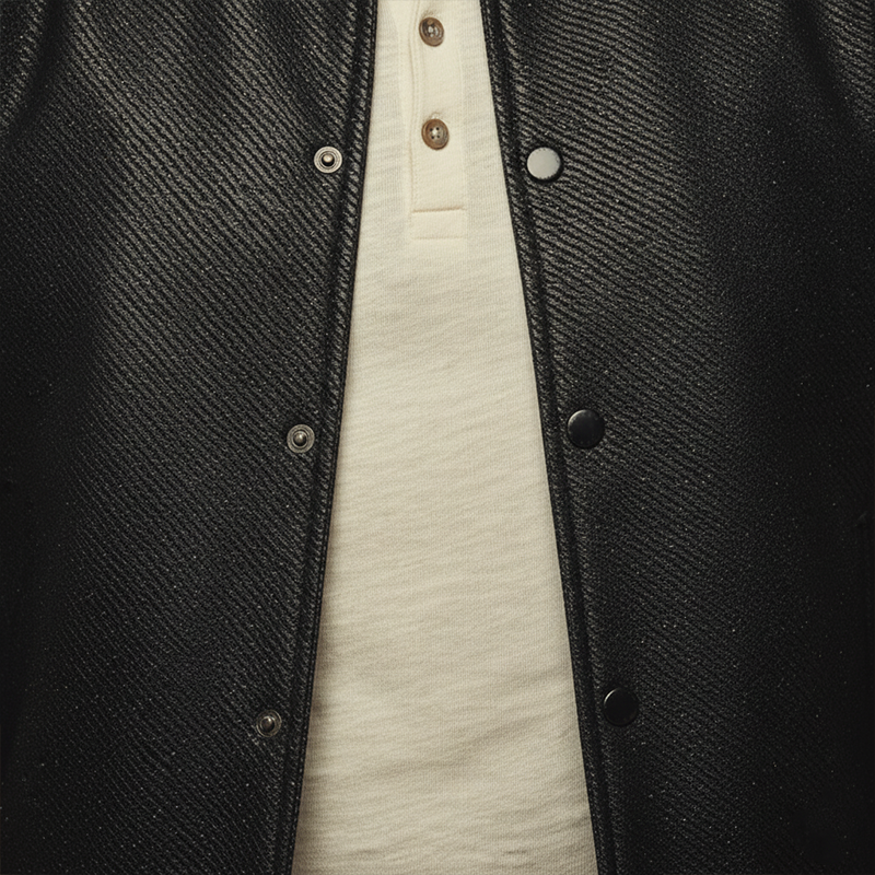 Men's Retro Twill Faux Leather Sequin Jacket MTA2168K4P