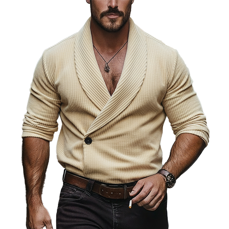 Men's Vintage Corduroy Collared Button-down Shirt MTA1900L5P