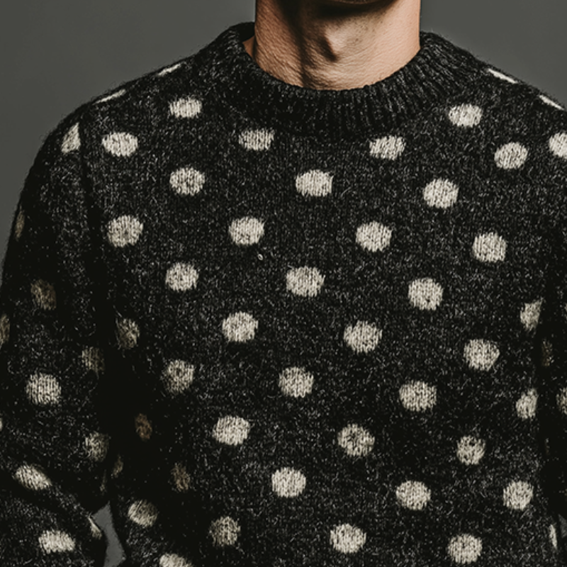 Men's Retro Casual Polka Dot Knitted Crew Neck Pullover Sweater MTA1574J2TO
