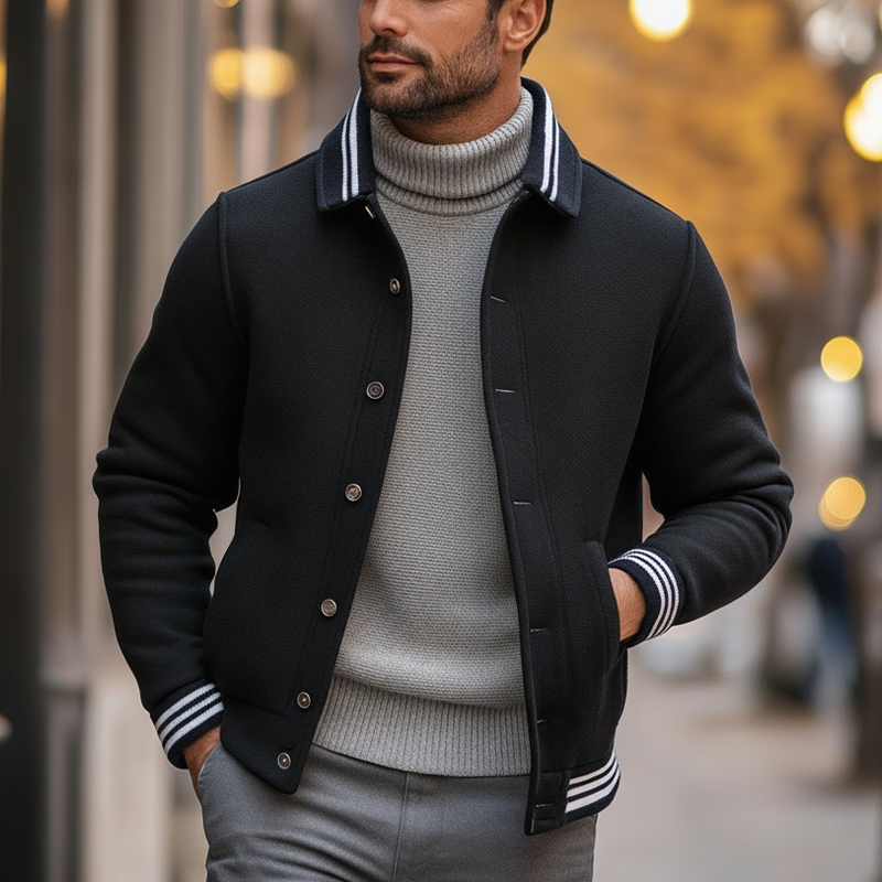 Men's Winter Vintage-style Faux Wool Button-up Jacket MTA1757L5P