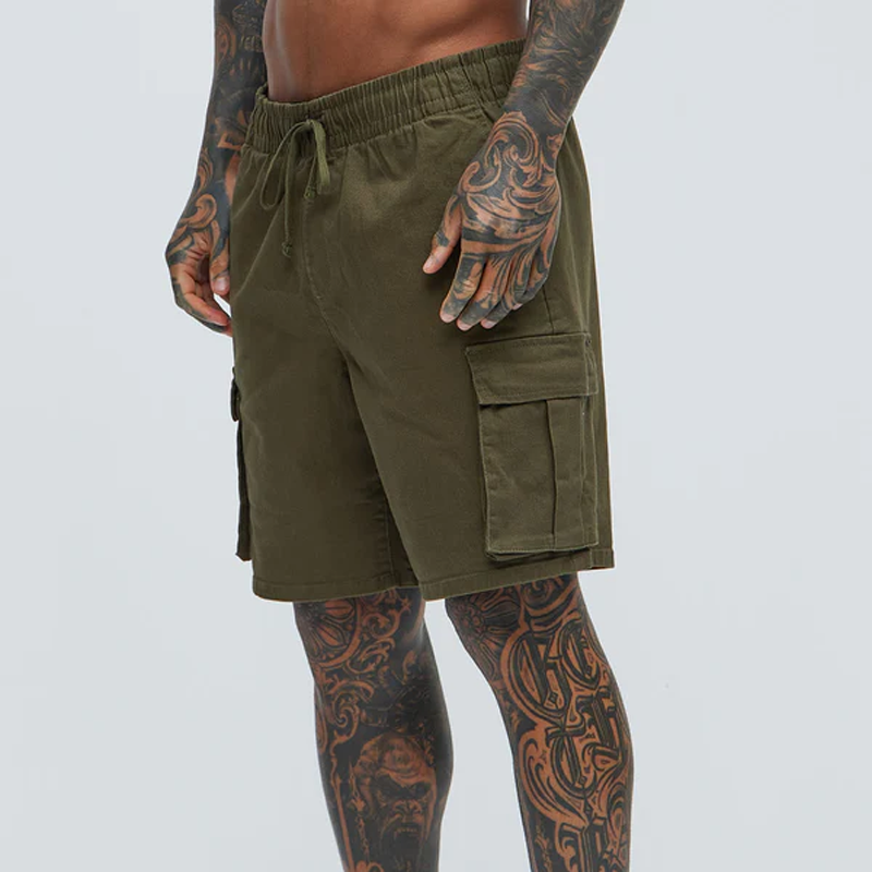 Men's Spring And Summer Classic Casual Washed Cotton Blended Multi-Pocket Cargo Shorts MTA0925G5K