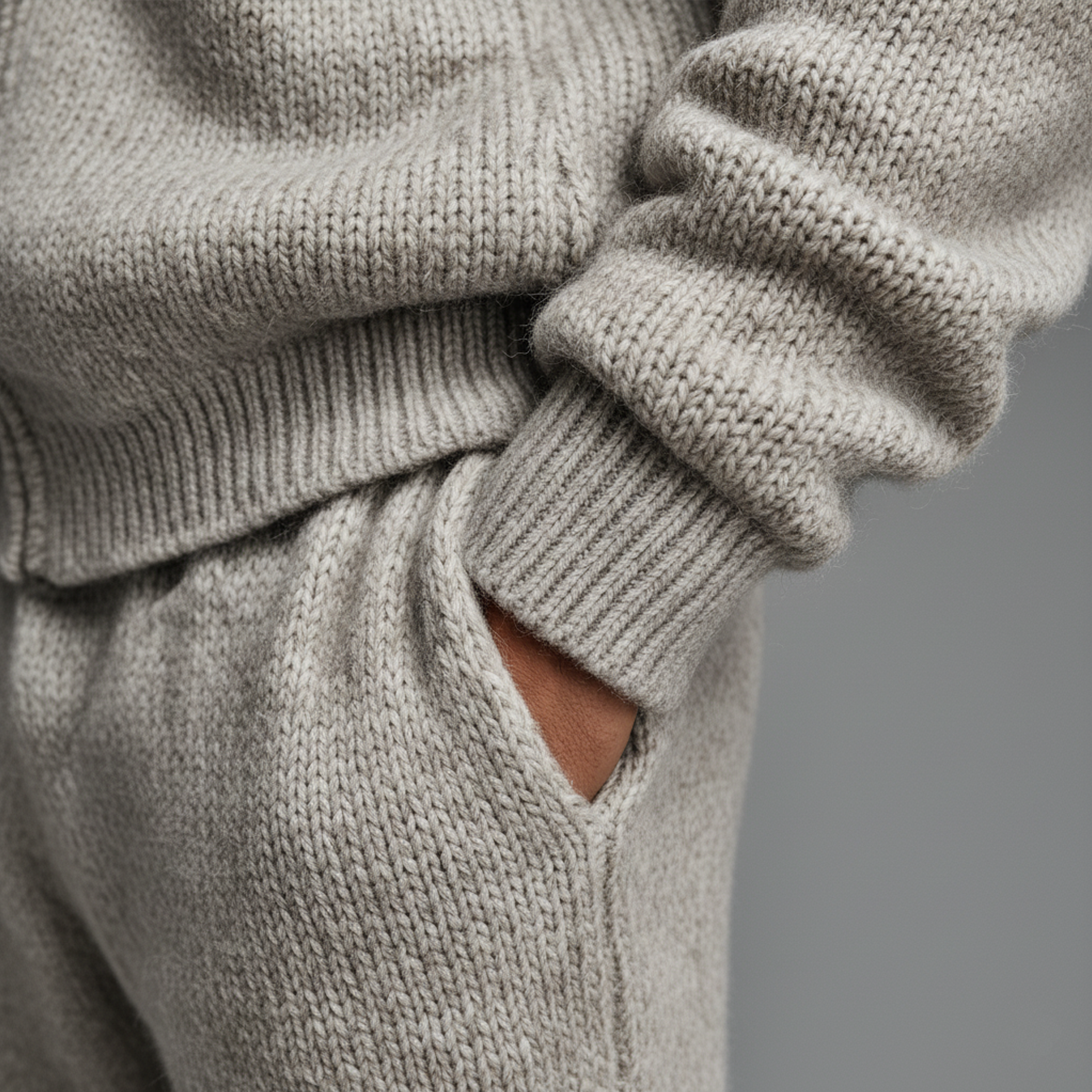 Men's Classic Casual Hooded Zipper Knit Cardigan Elastic Waist Knit Pants Set MTA1491J0K