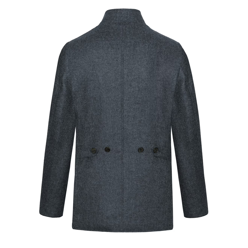 Men's Herringbone Stand Collar Multi-Pocket Single-Breasted Zipper Jacket MTA1604I2Z