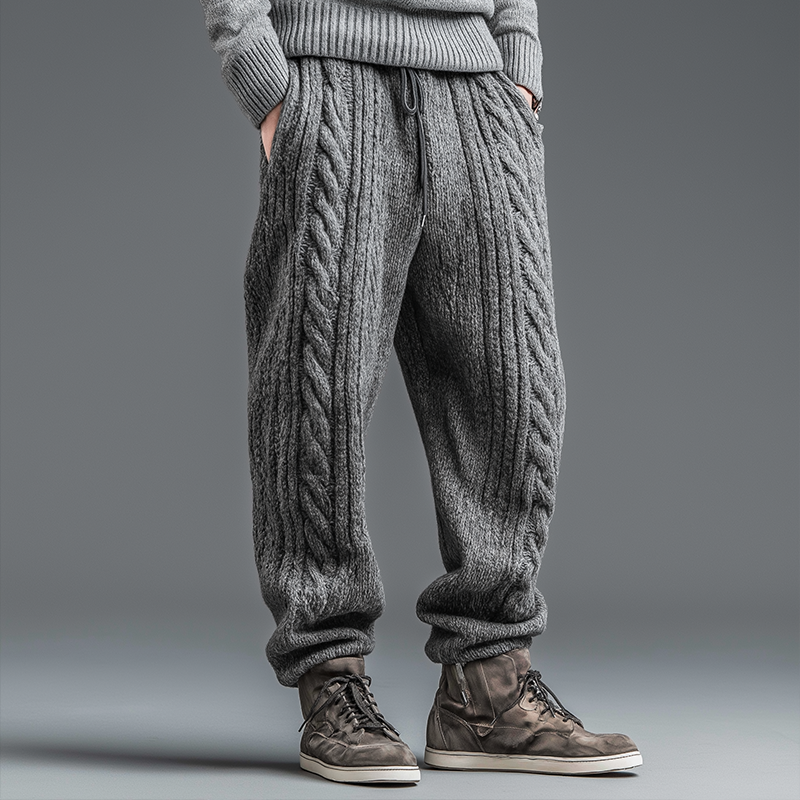 Men's Retro Casual Cable Knit Trousers MTA2499J6TO