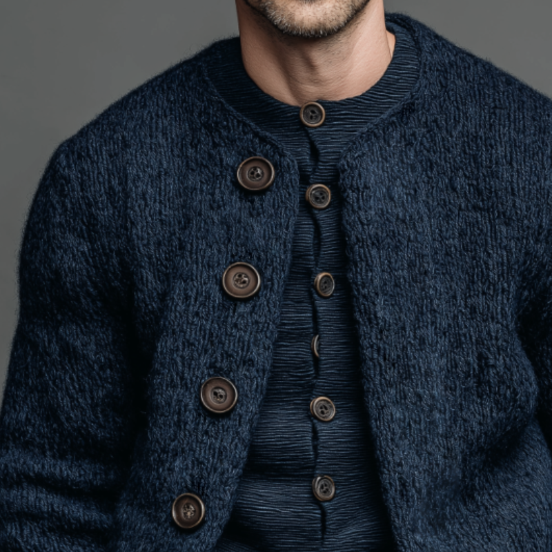 Men's Vintage Casual Cotton Knitted Collarless Button-Down Sweater Cardigan MTA1411J6TO
