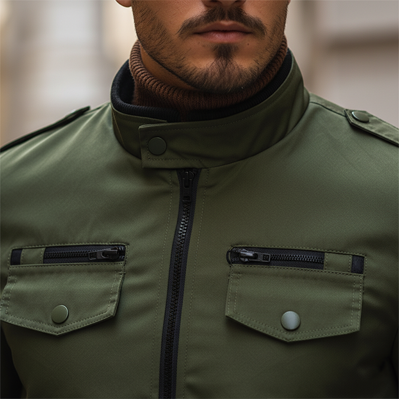 Men's Retro Cotton Blend Multi-Pocket Zipper Jacket MTA1913K3P