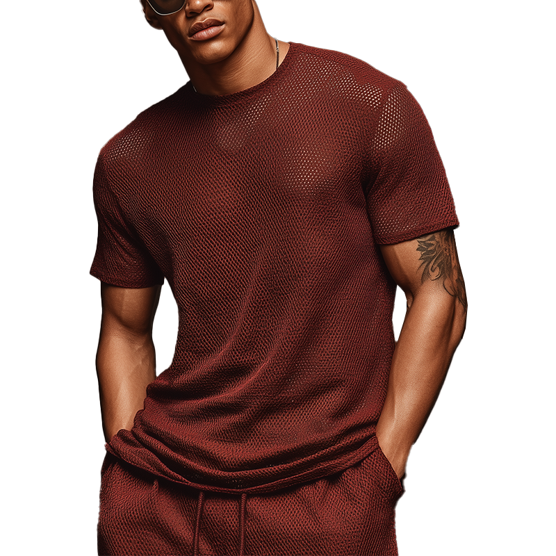 Men's Summer Fashion Knitted Short Sleeve T-Shirt MTA0755G3P