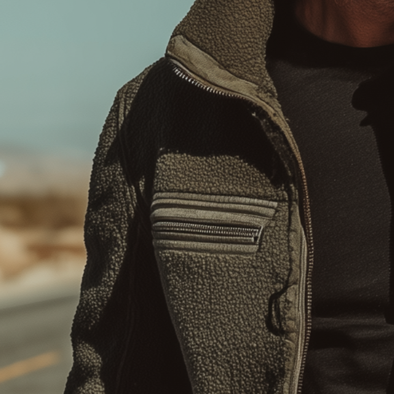 Men's Autumn And Winter Vintage Sherpa Zipper Jacket MTA1108I5P