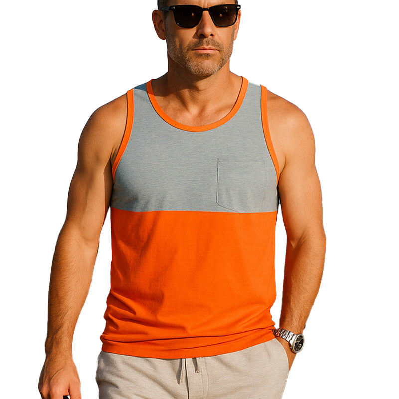 Men's Summer Outdoor Sports Splicing Cotton Tank Top MTA0342F3P