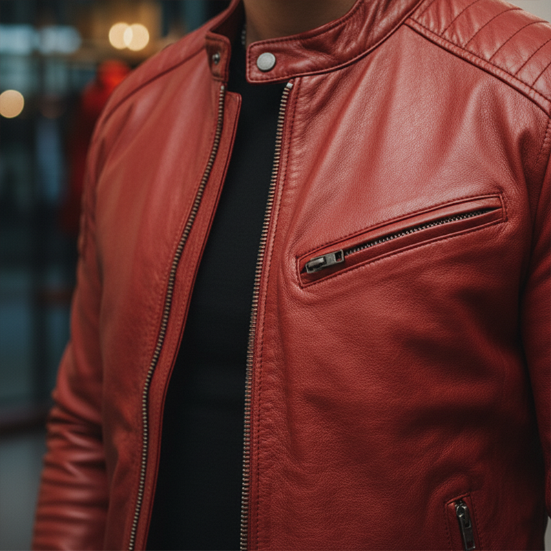 Men's Winter Fashion Multi-pocket PU Faux Leather Motorcycle Jacket MTA2236J9P