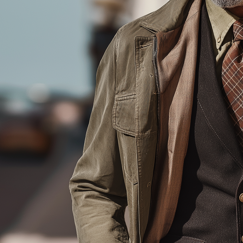 Men's American Retro Style Washed Cotton Blend Mid-Length Trench Coat Jacket MTA0292I2P