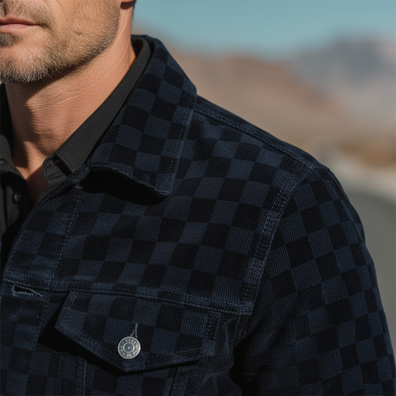 Men's Classic Vintage 3D Checkered Corduroy Jacket MTA3093I4P