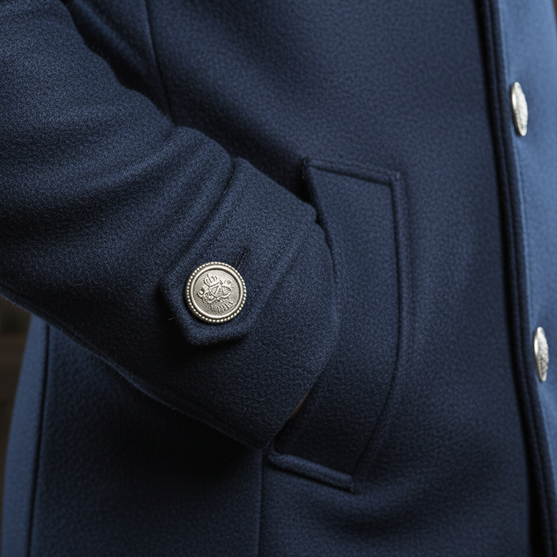Men's Winter Retro Blue Double-breasted Faux Wool Double-breasted Coat MTA2985I0P