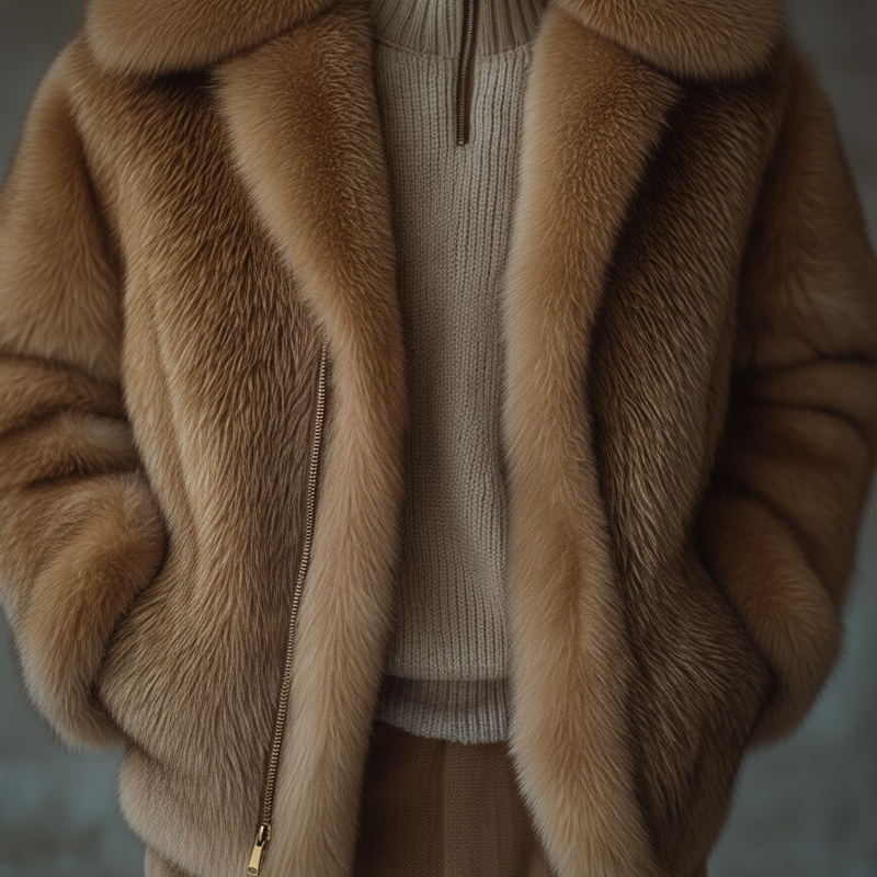 Men's Winter Vintage Faux Mink Fur Zip-up Jacket MTA0412L6P