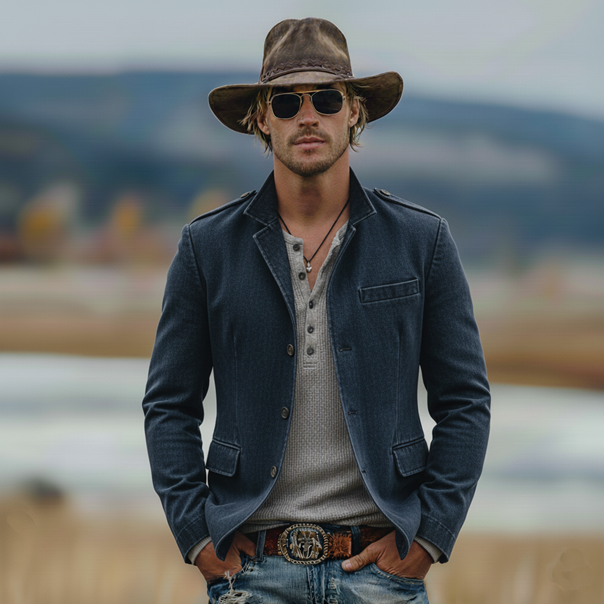 Men's Classic Casual Stand-collar Epaulet Washed Cotton Blend Jacket MTA1679L8K