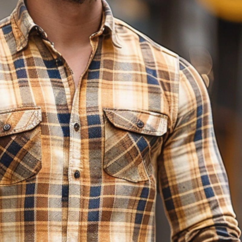 Men's Classic Casual Plaid Long Sleeve Shirt MTA0810I1U
