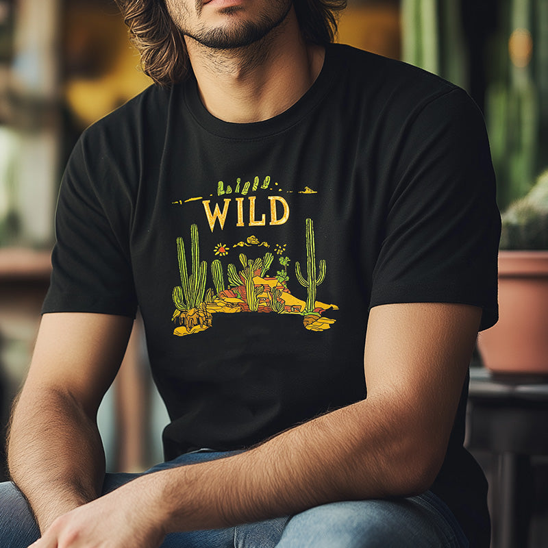Men's Summer Western Cowboy Style Printed Blended Short-Sleeved T-Shirt MTA2992D3P