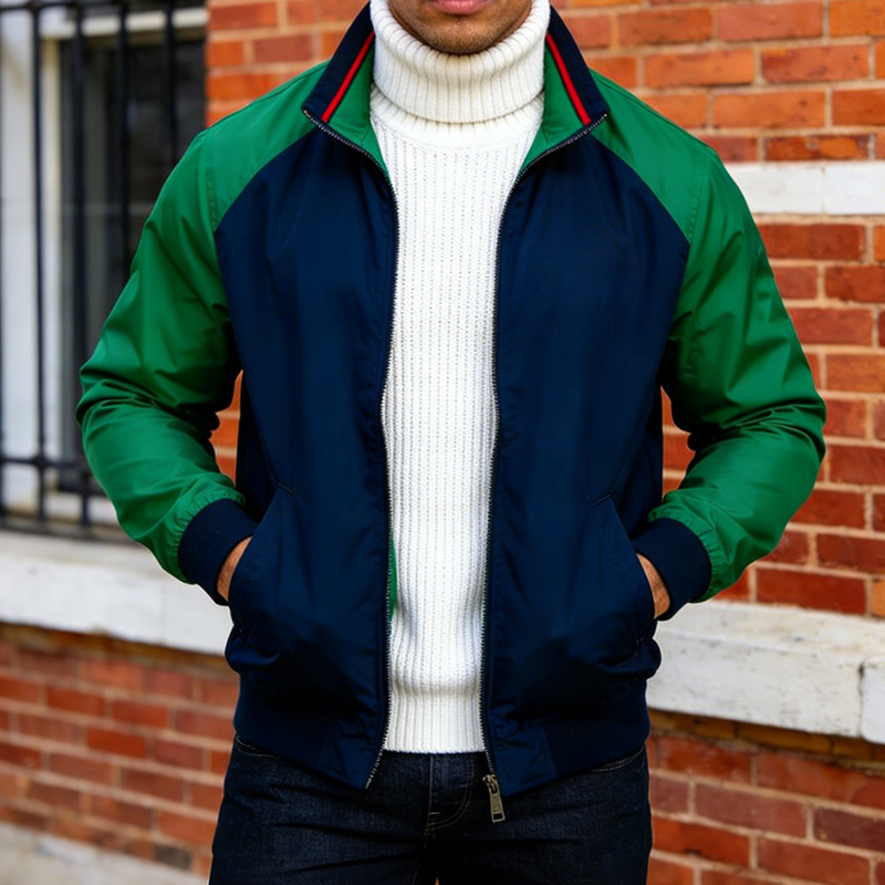 Men's Casual Retro Style Lapel Zipper Jacket MTA1640L2TO