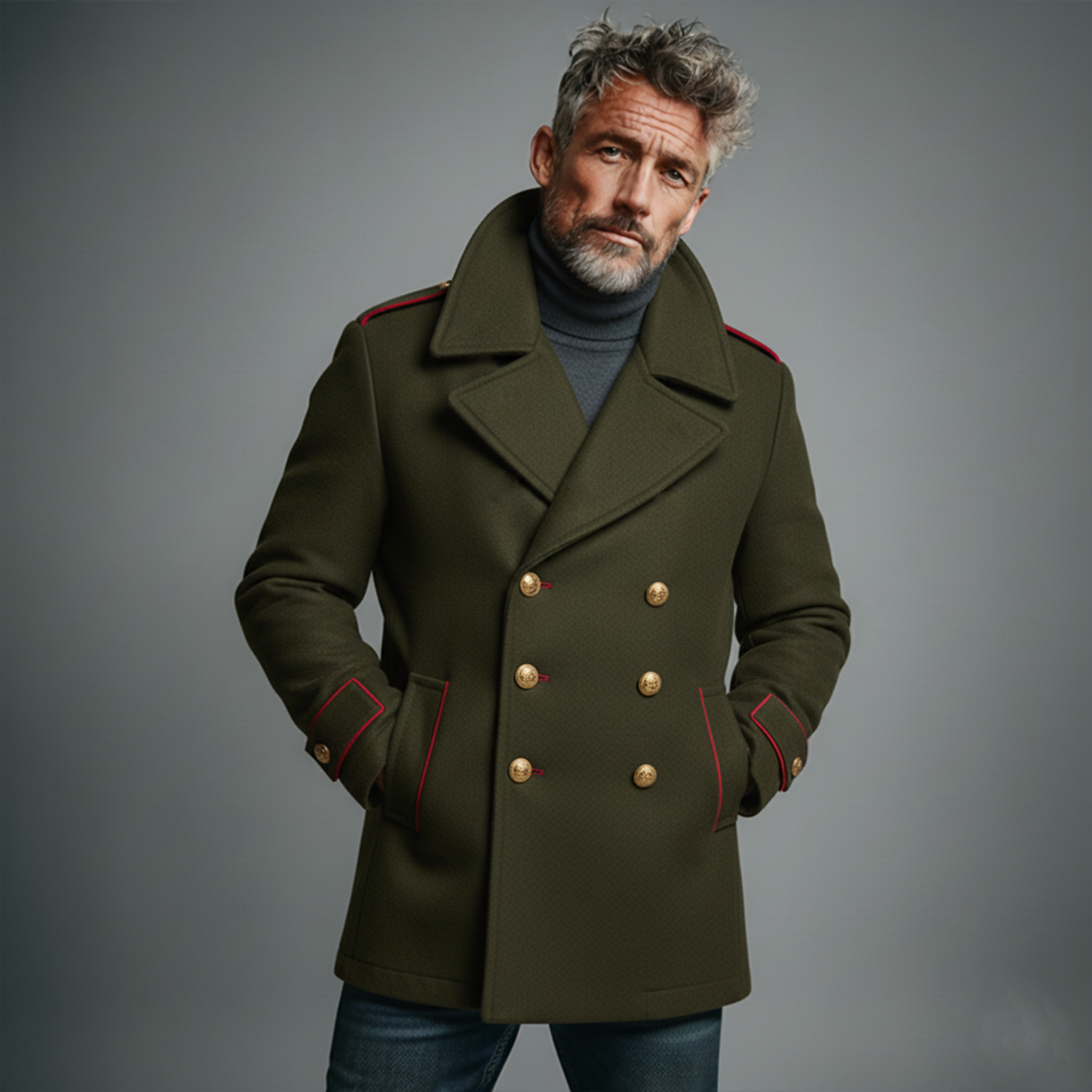 Men's Classic Retro Lapel Double-breasted Faux Wool Coat MTA0320K6K