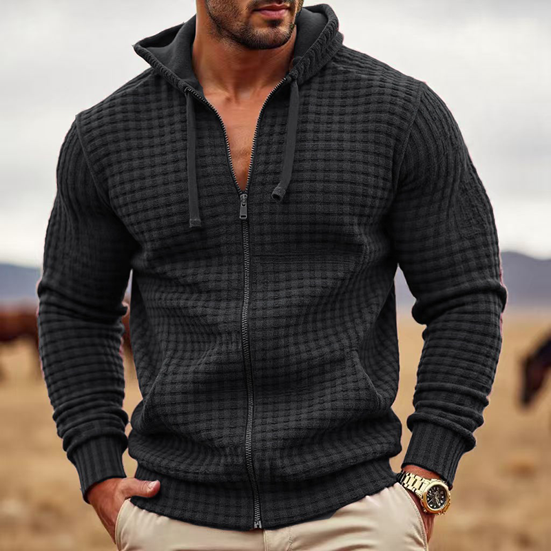 Men's Solid Color Loose Fleece Hooded Jacket MTA2560H3X