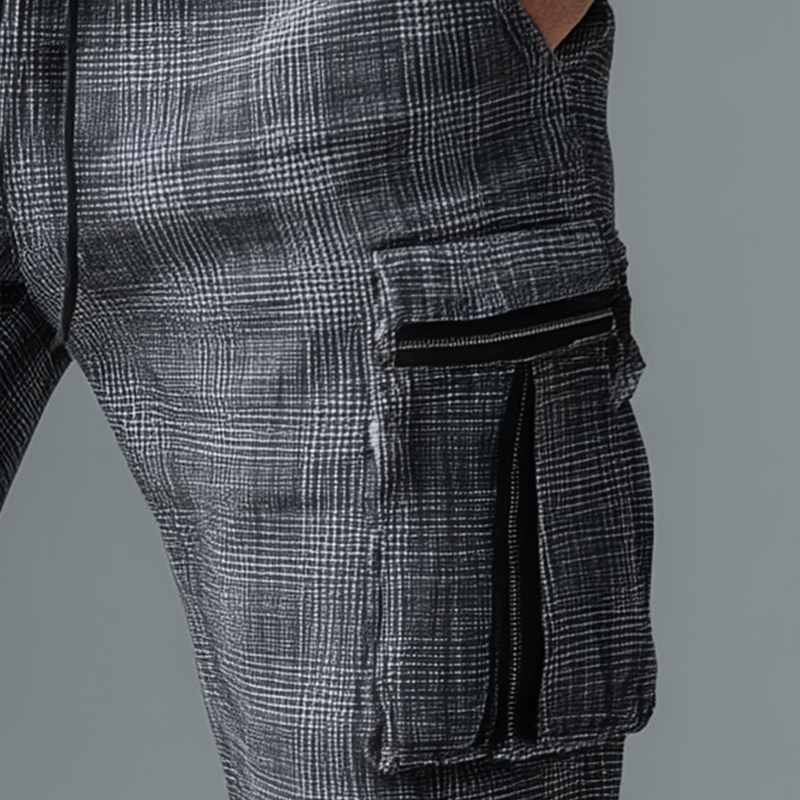Men's Summer Fashion Plaid Linen Casual Pants MTA1471G7P