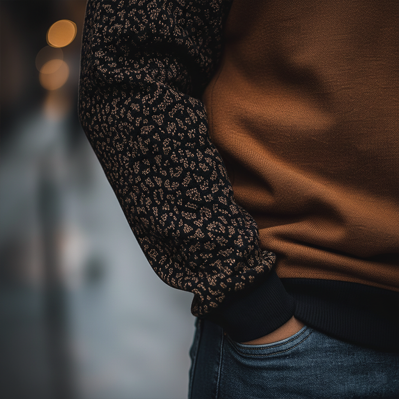 Men's Winter Retro Print Cotton Blend Crew Neck Sweatshirt MTA3075J3P