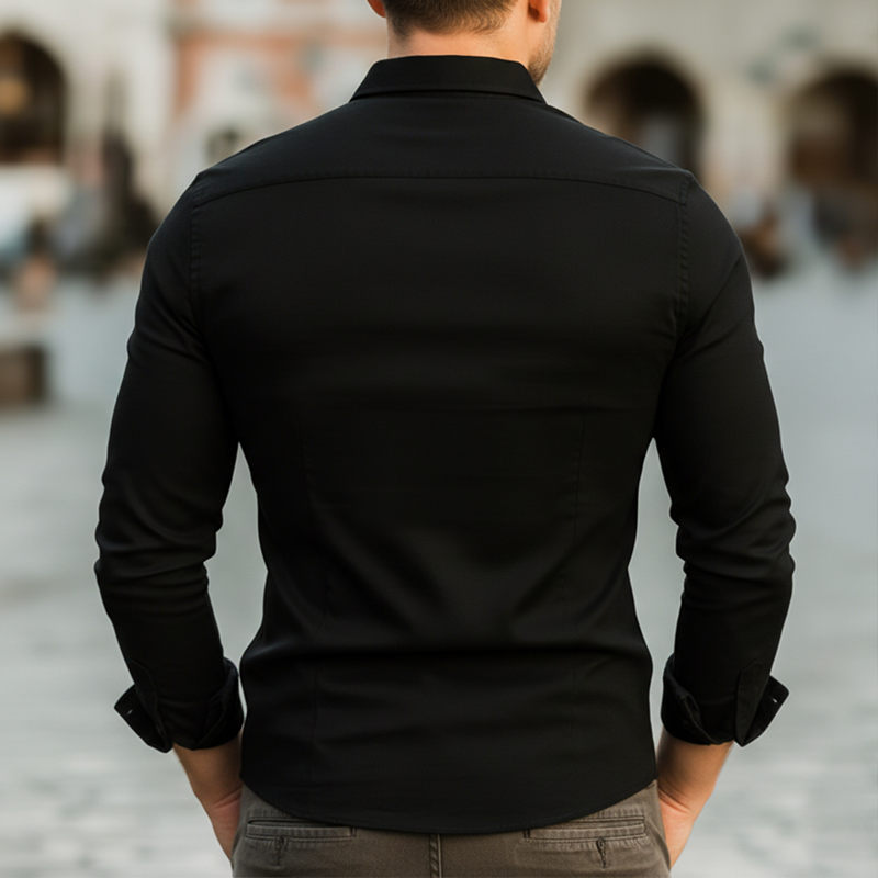 Men's Classic Vintage Embroidered Cotton Blend Long-sleeved Shirt MTZ1448A4U