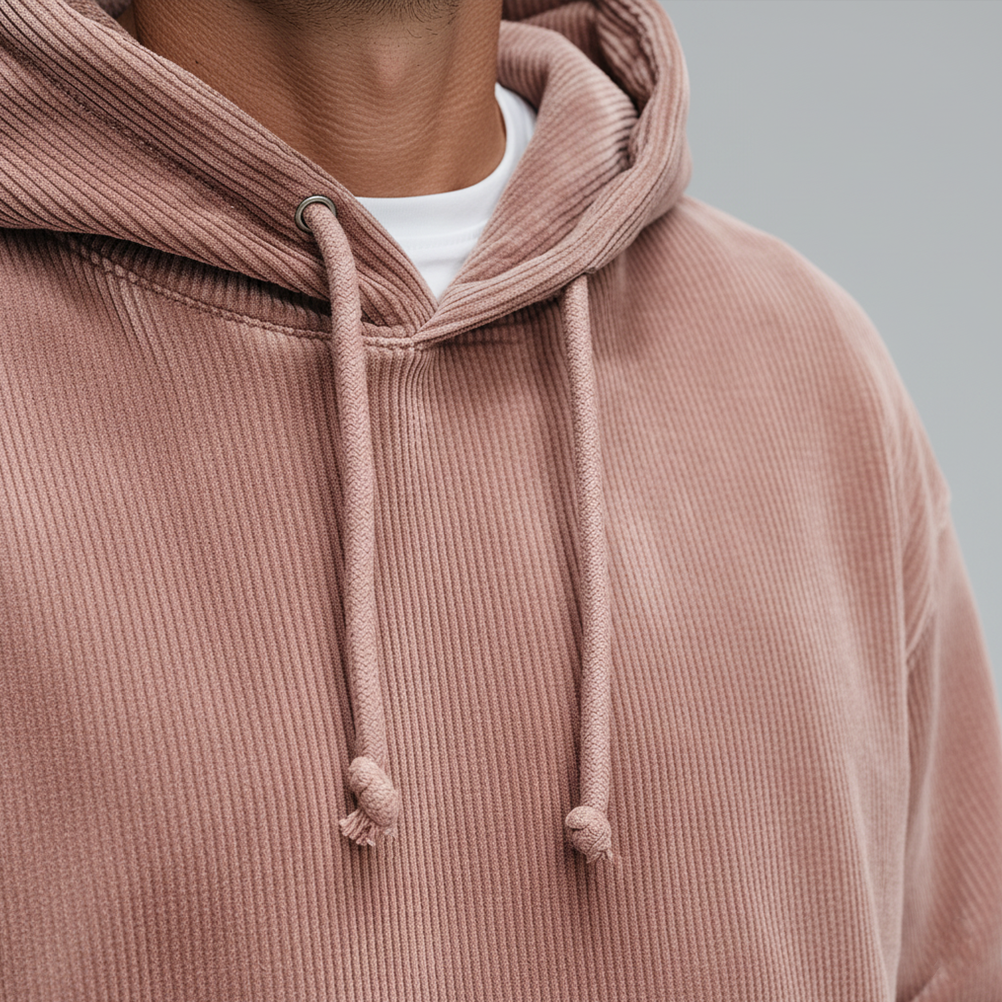 Men's Classic Casual Pink Corduroy Hoodie MTA1389J6K