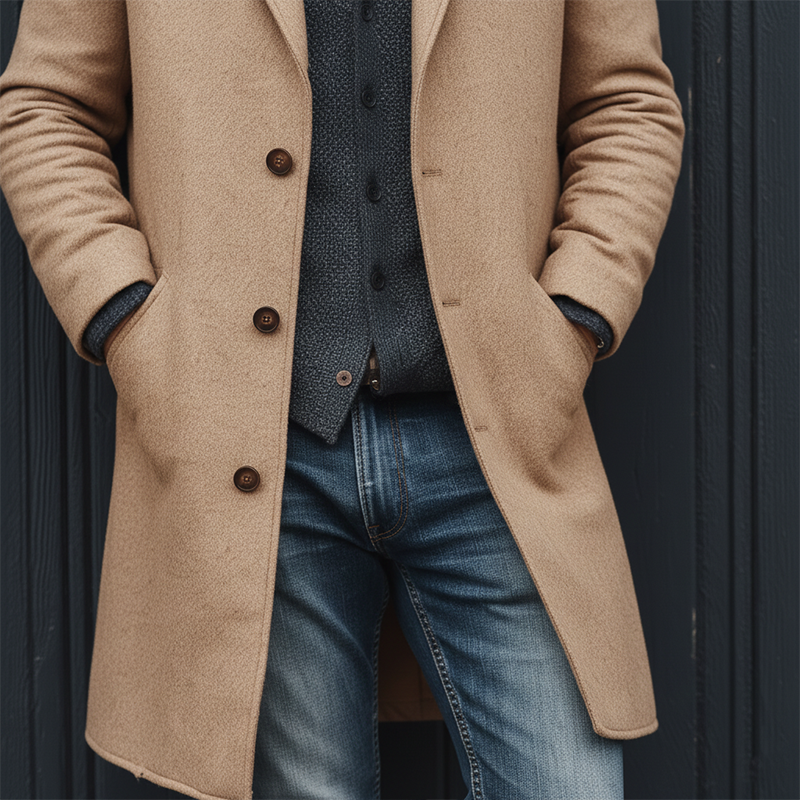 Men's Winter Simple Faux Wool Mid-length Coat MTA1597J3P