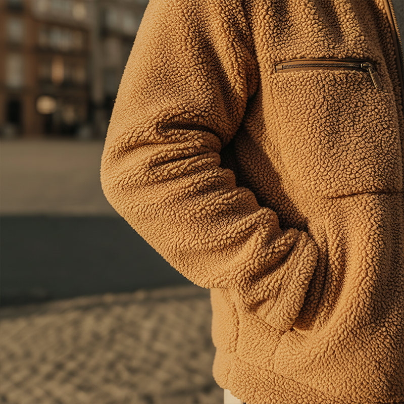 Men's Winter Fashion Faux Sherpa Zipper Warm Jacket MTA2282J4P