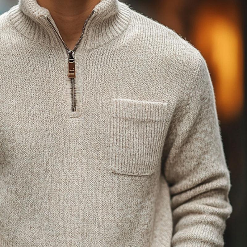 Men's Solid Color Stand Collar Half Zip Pullover Sweater MTA0423I9X