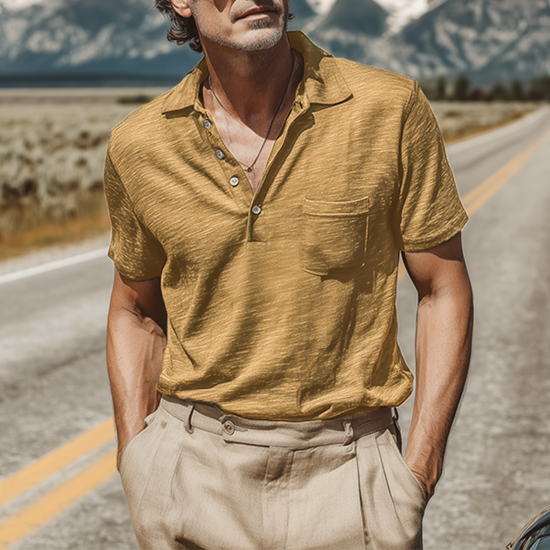 Men's Spring And Summer Fashion Casual Bamboo Cotton Comfortable Breathable Short-sleeved Polo Shirt MTA1129G9K