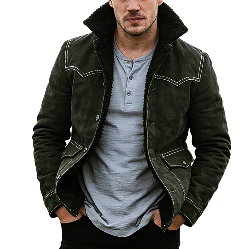 Men's Retro Casual Faux Suede Warm Lapel Button Jacket MTA1213L4TO