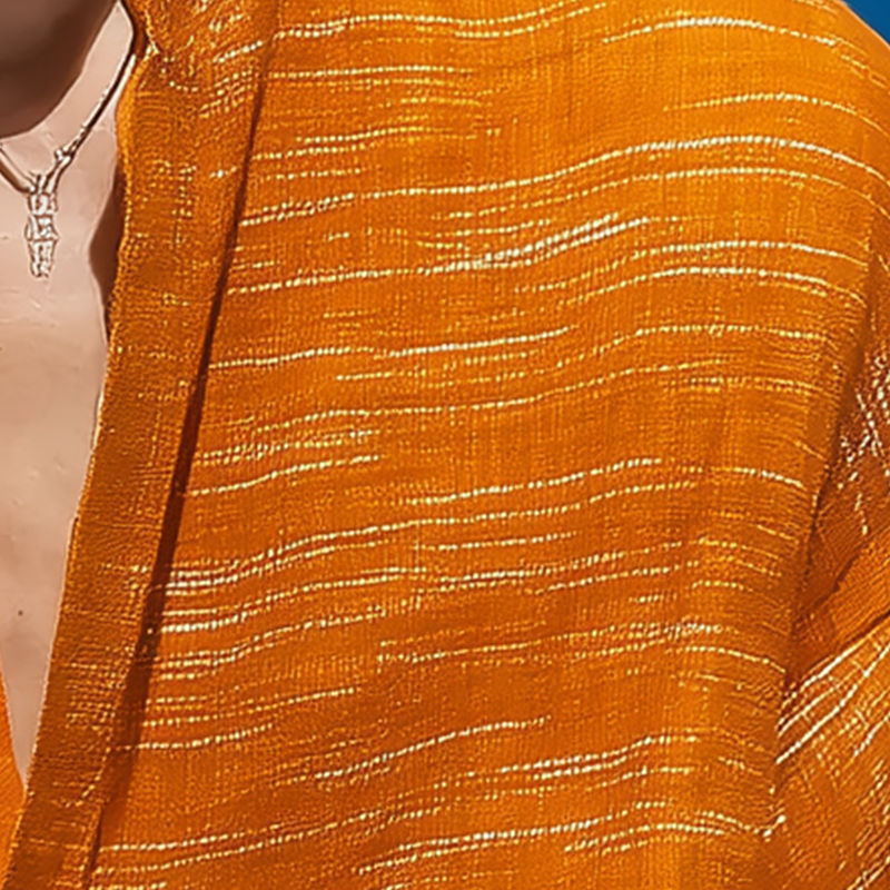 Men's Summer Fashion Printed V-Neck Long Sleeve Shirt MTA1017G5P