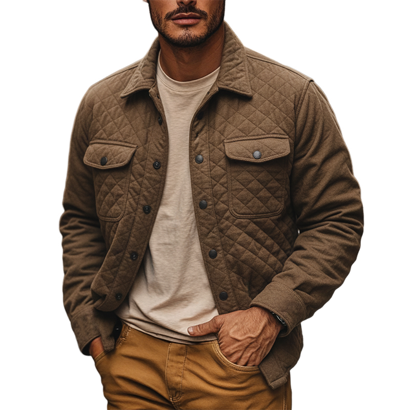 Men's Casual Solid Color Quilted Lapel Jacket MTA3084I1X