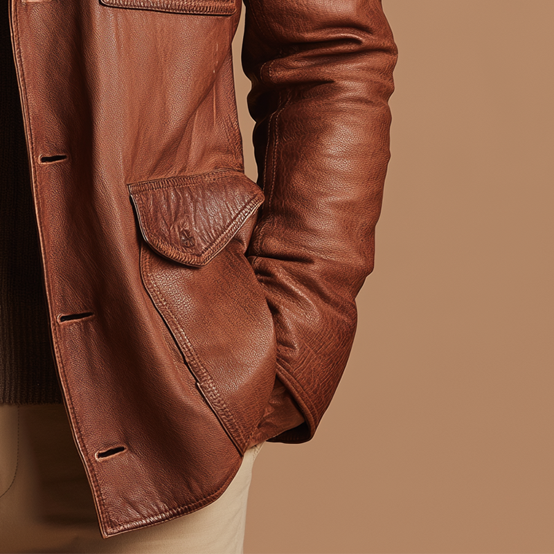 Men's Vintage Faux Leather Jacket MTA0588H7P