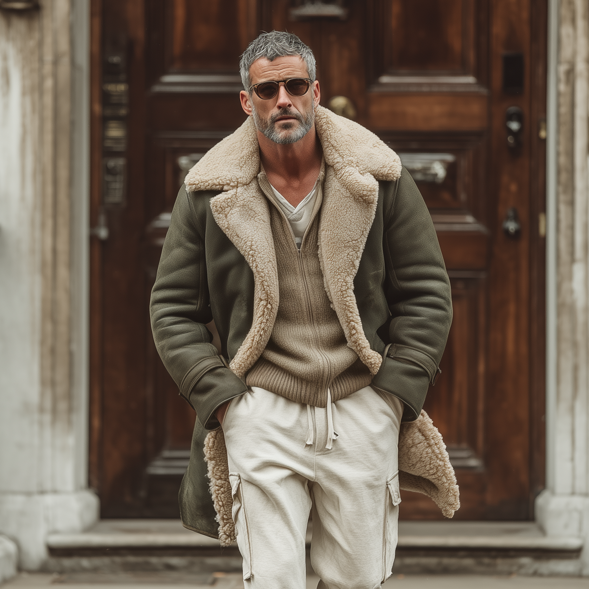 Men's Classic Retro Patchwork Fleece Lining Single-breasted Lapel Faux Suede Coat MTA3042J4K