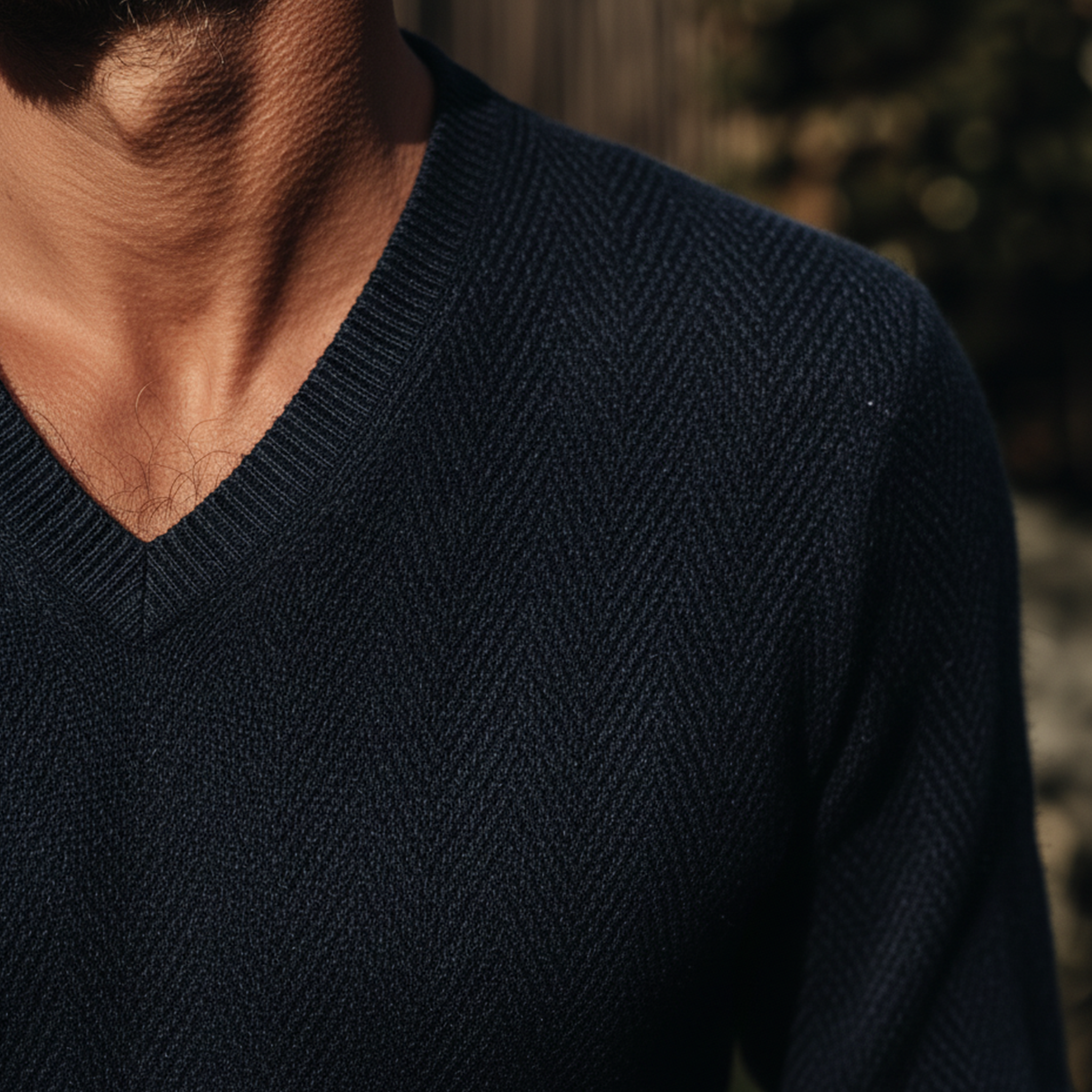 Men's Classic Casual V-neck Houndstooth Textured Sweater MTA2574J1K